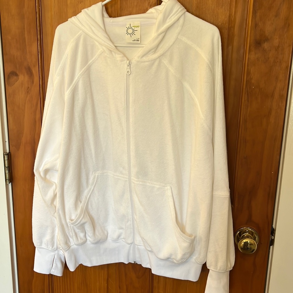 Aerie white zip up sweatshirt
